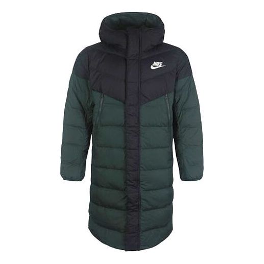 цена Пуховик Nike mid-length Colorblock Casual Sports hooded down Jacket Green, зеленый