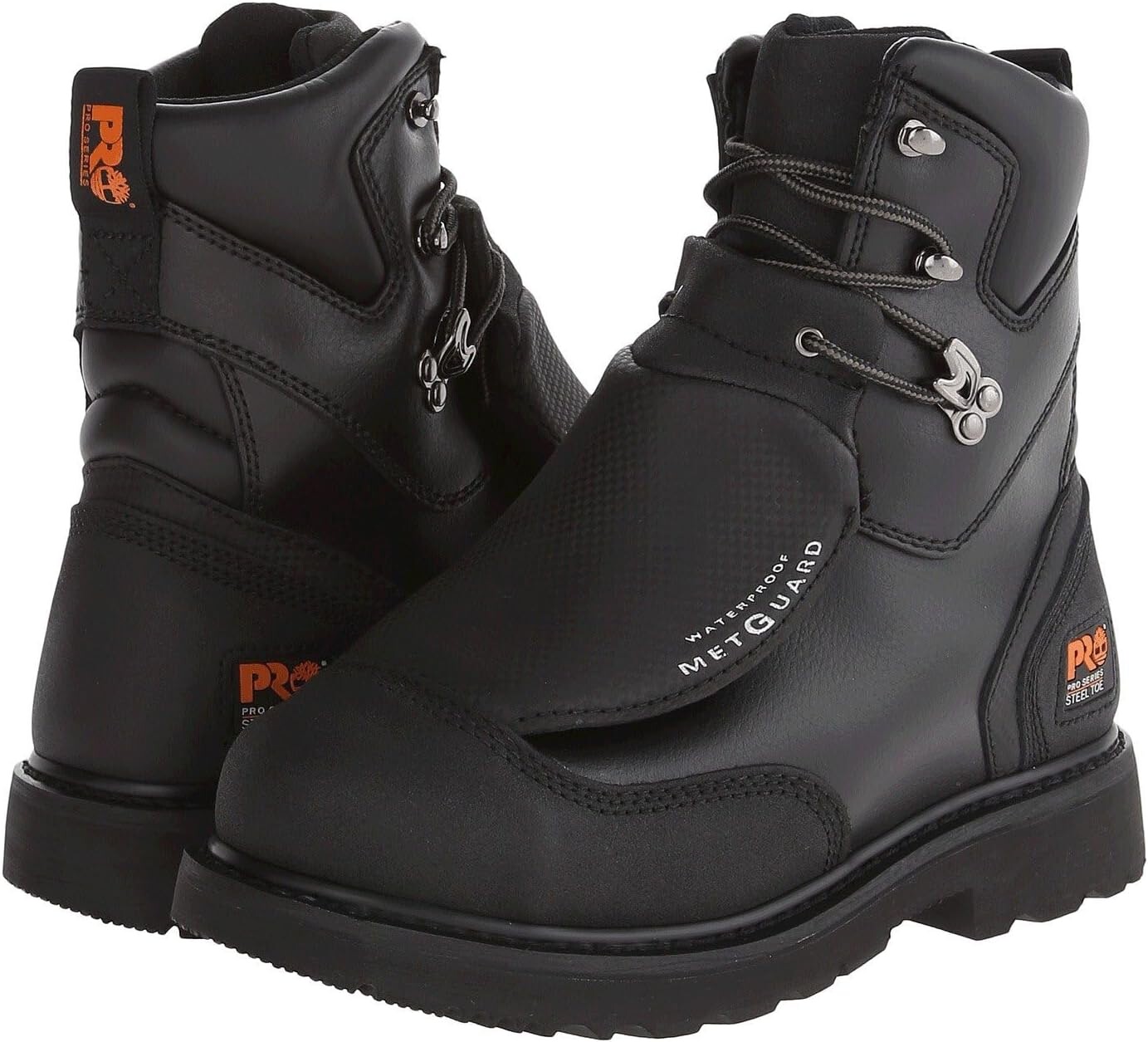 

Рабочая обувь водонепроницаемая со стальным носком Met Guard 8" Waterproof Steel Toe Timberland PRO, цвет Black Ever-Guard Leather