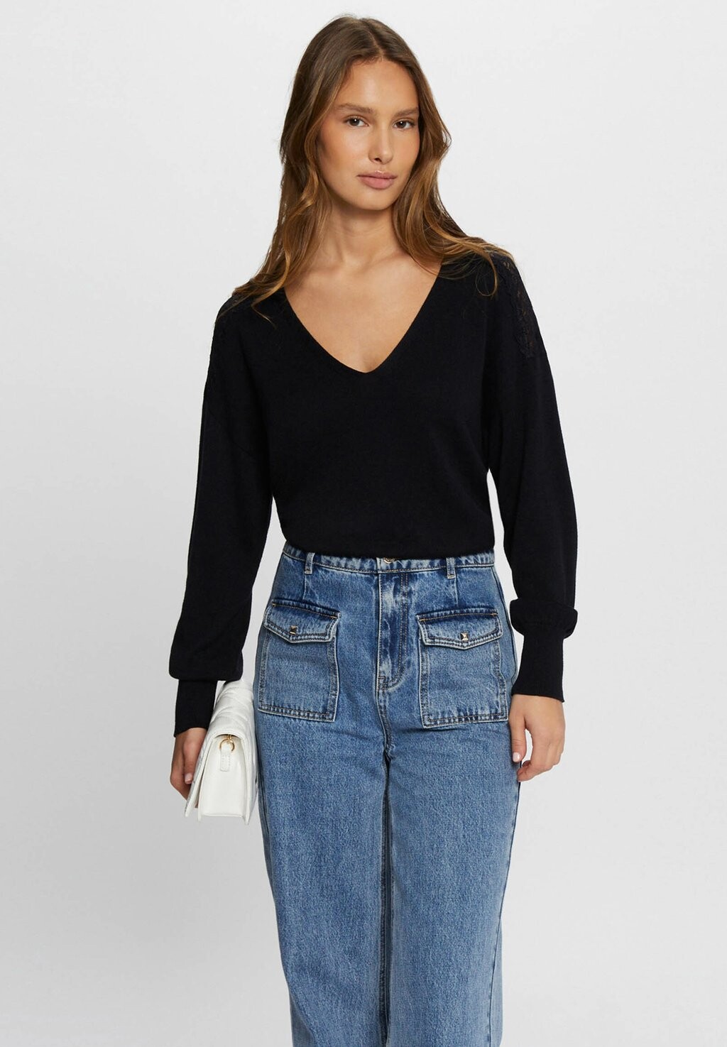 

Вязаный свитер V-NECK AND LONG SLEEVES Morgan, цвет marine