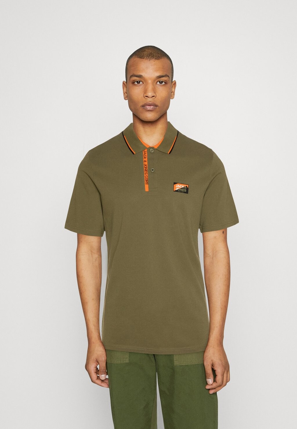 

Поло JCOLOGAN Jack & Jones, оливково-зеленый