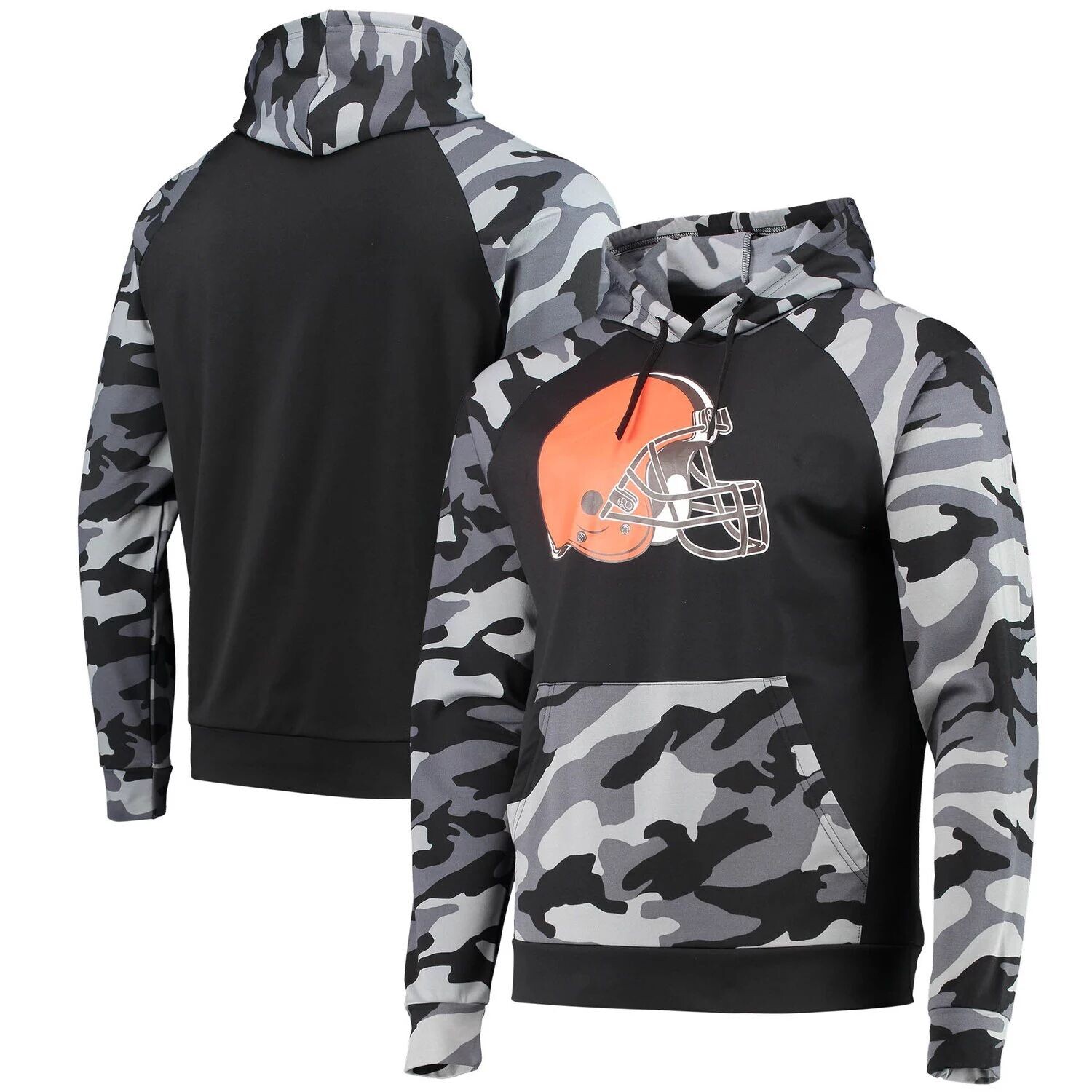 

Мужской черный пуловер с капюшоном FOCO Cleveland Browns Camo реглан