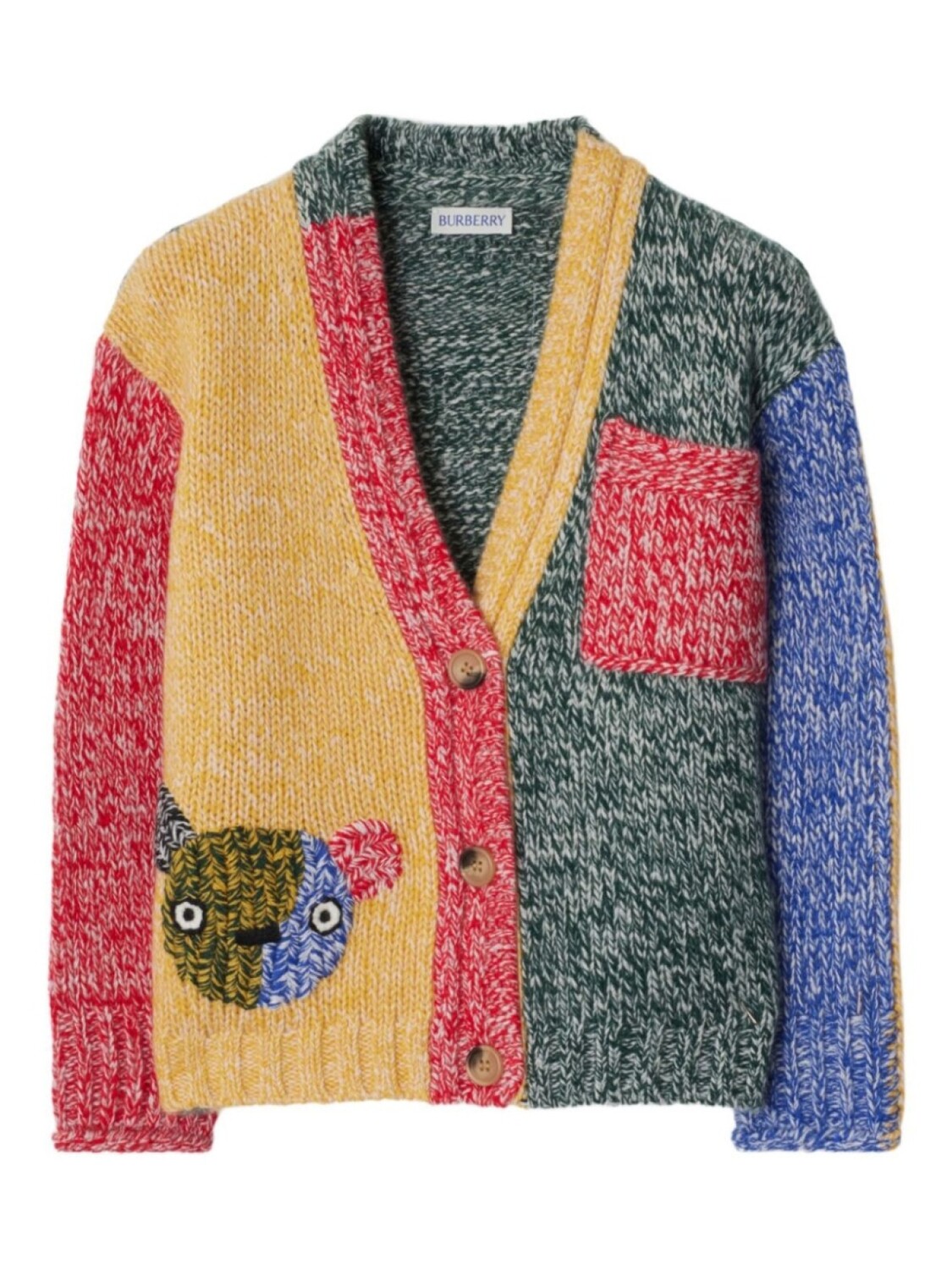 

Кашемировый кардиган с цветными блоками Burberry Kids, зеленый