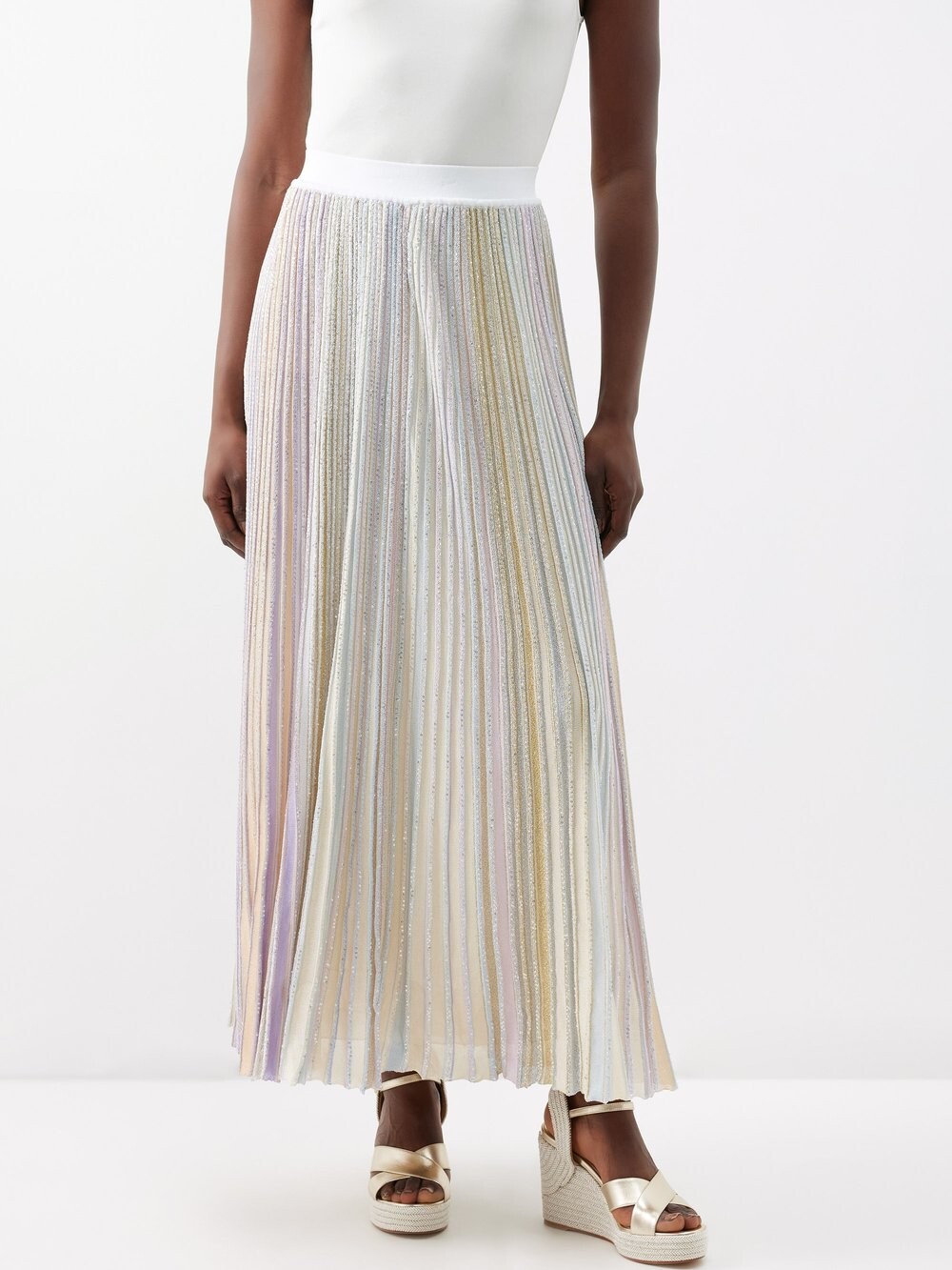 

Юбка макси в полоску, украшенная пайетками Missoni, мультиколор