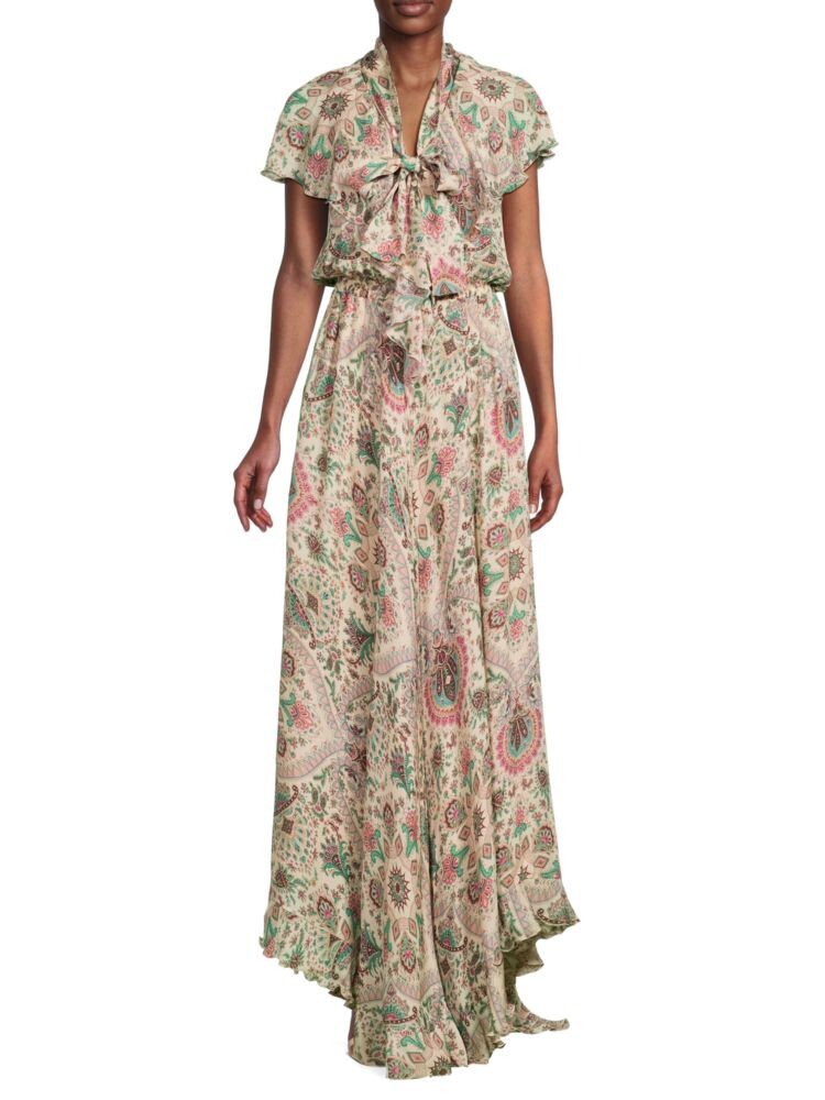 

Шелковое платье макси с пейсли Etro, цвет White Multi