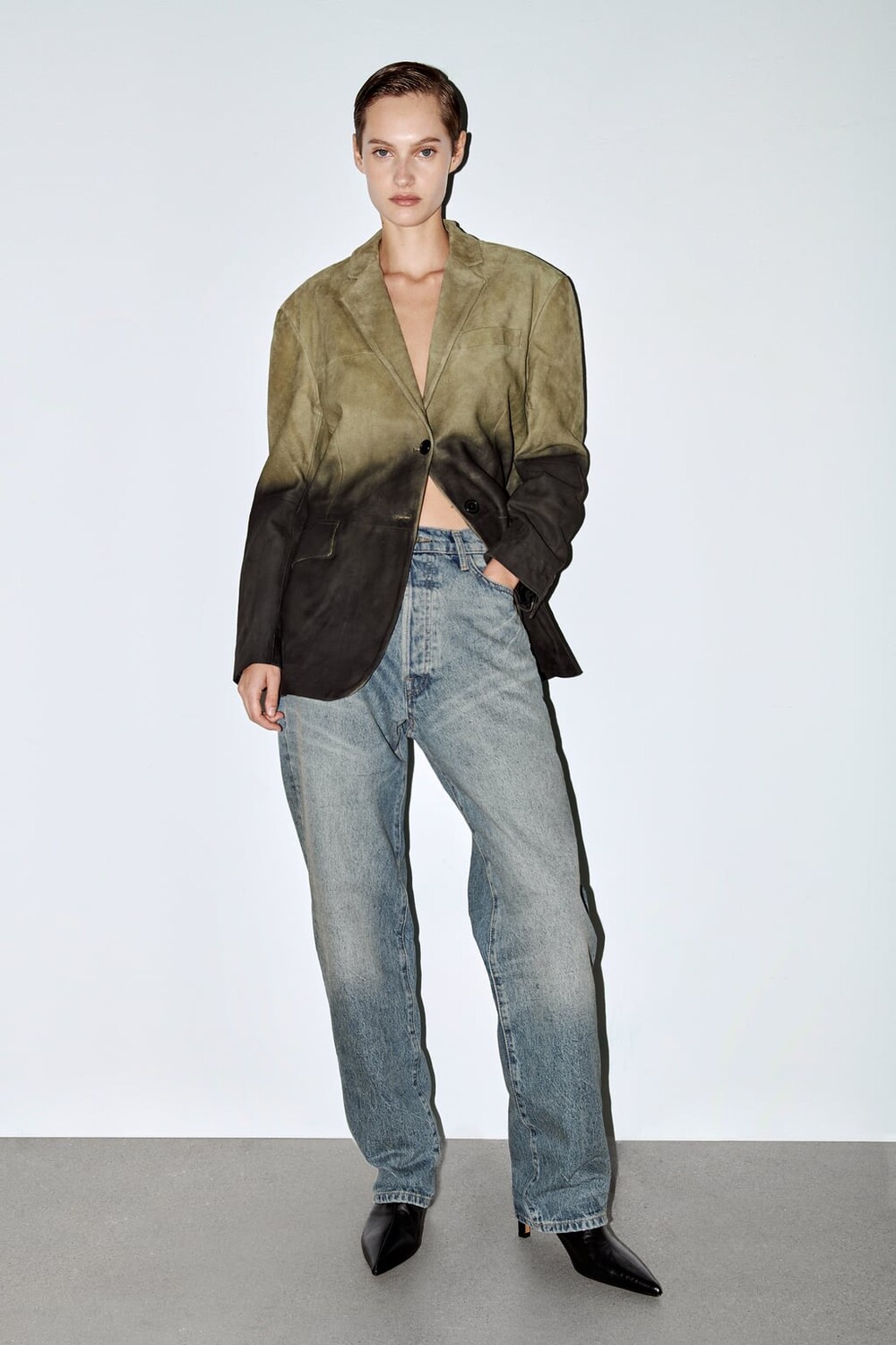 

Свободные джинсы со средней посадкой ZARA, синий