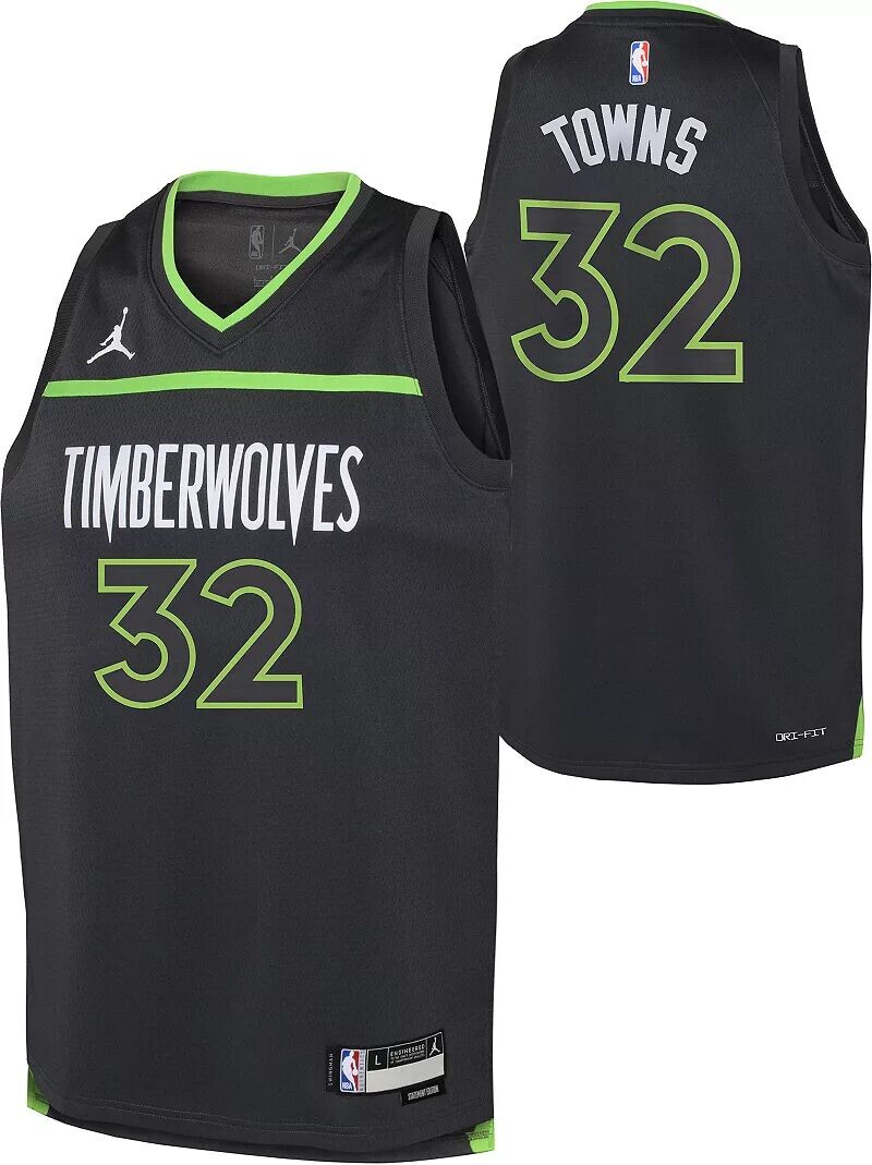 

Jordan Серая майка Nike Youth Minnesota Timberwolves Karl-Anthony Towns № 32 Dri-FIT Swingman