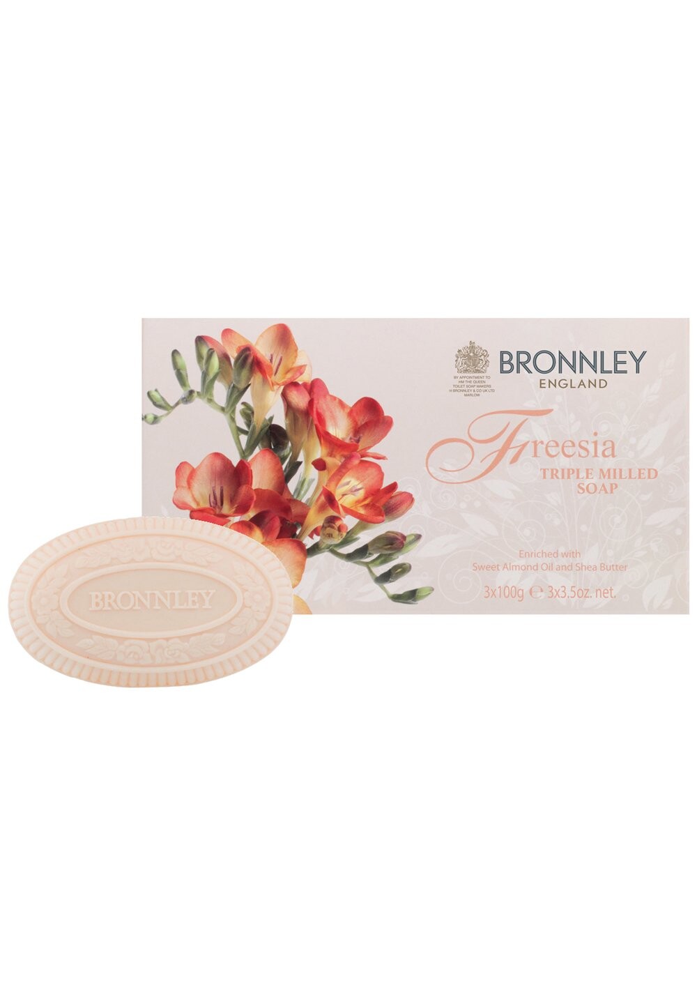

Мыло FREESIA TRIPLE MILLED SOAP IN GESCHENKBOX 3X100 G Bronnley, цвет apricot