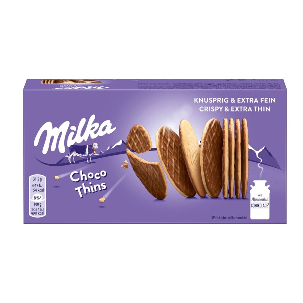 

Печенье Milka Choco Thins Choco Biscuits Alpine Milk Chocolate 151г Jacobs