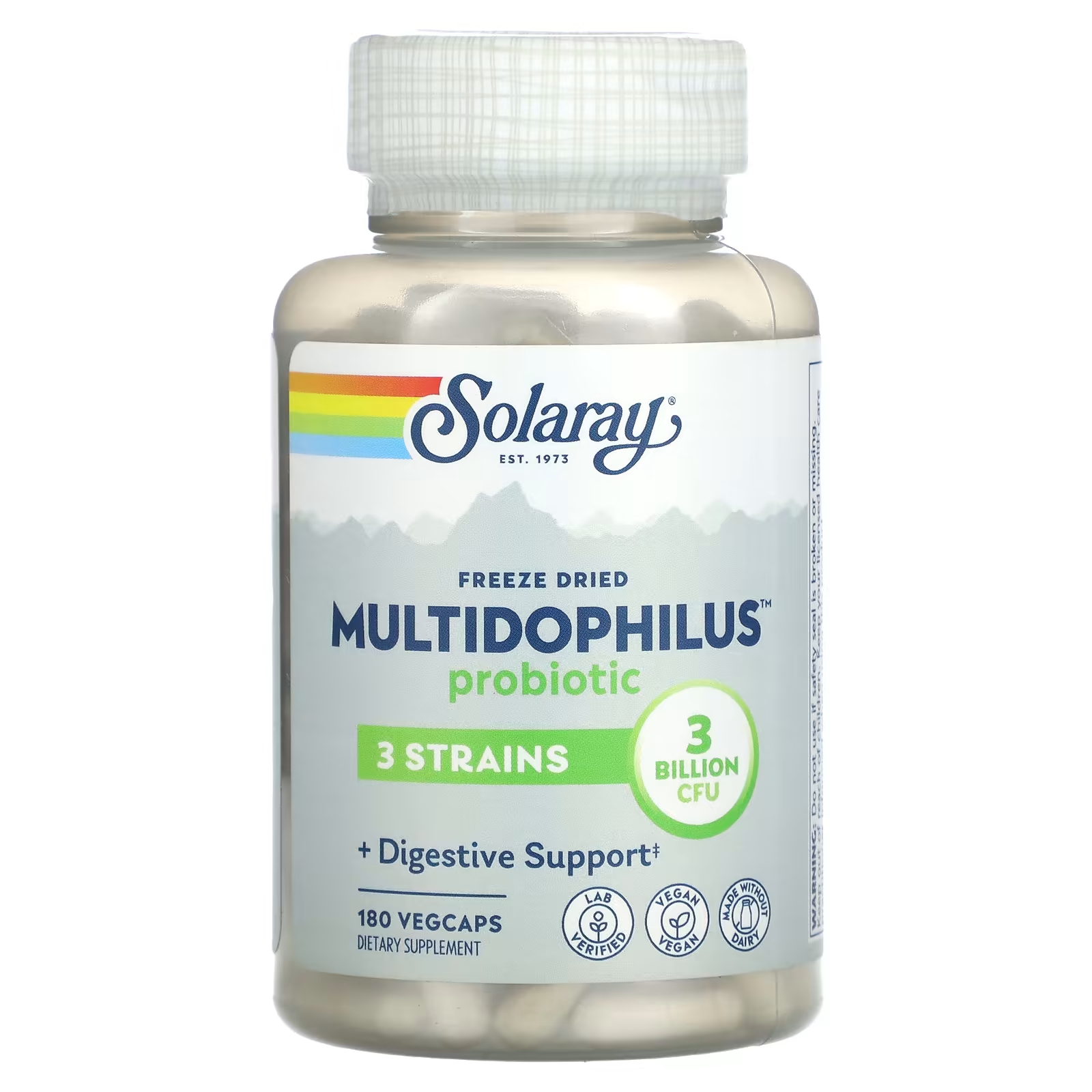 Пищевая добавка Solaray Лиофилизированный пробиотик Multidophilus 3 миллиарда КОЕ, 180 растительных капсул пробиотик для малышей flora 3 миллиарда бактерий 75 гр