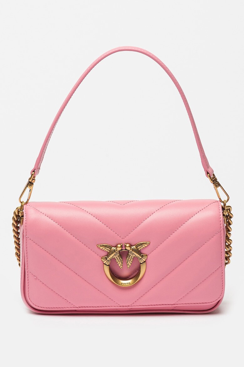 

Кожаная сумка Love Click Mini со стеганой отделкой Pinko, розовый