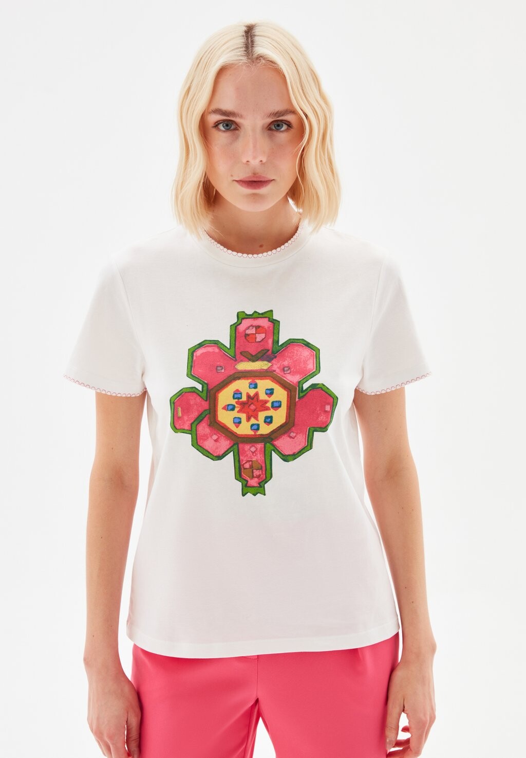 

Футболка с принтом Printed Crew Neck Short Sleeve adL, бежевый