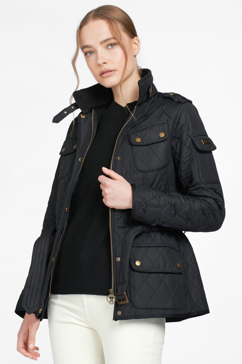 

Черная стеганая флисовая куртка Tourer Barbour International, черный