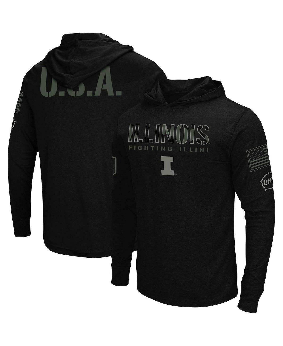 

Мужская черная футболка с длинным рукавом с капюшоном Illinois Fighting Illini OHT в стиле милитари Colosseum, Черный