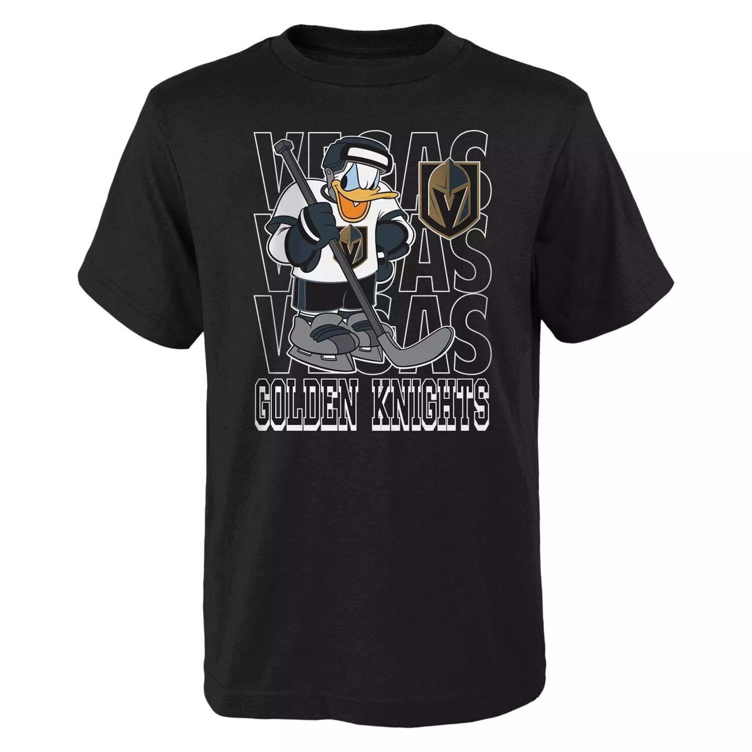 

Молодежная футболка Black Vegas Golden Knights Disney Donald Duck Three-Peat Outerstuff