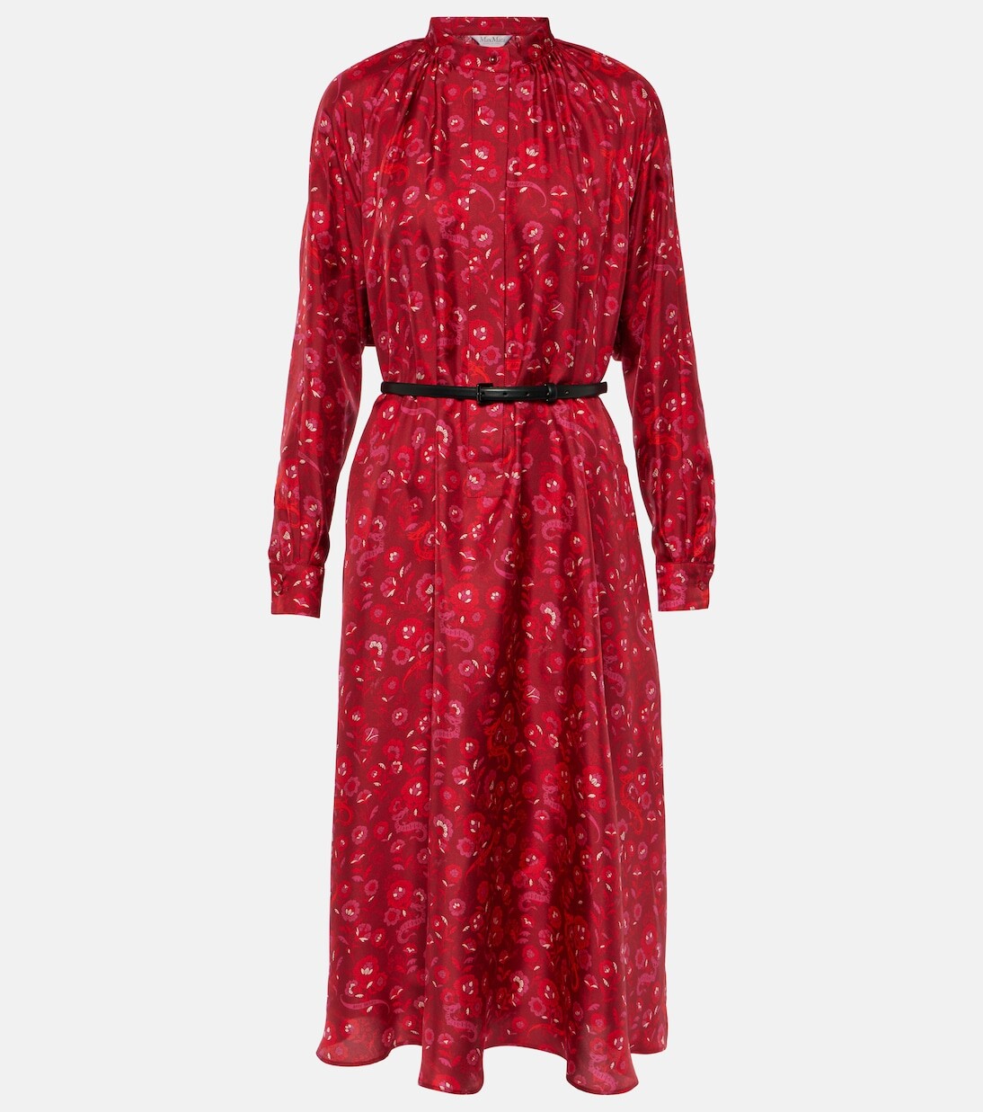 

Платье миди из шелкового атласа goccia с логотипом Max Mara, красный