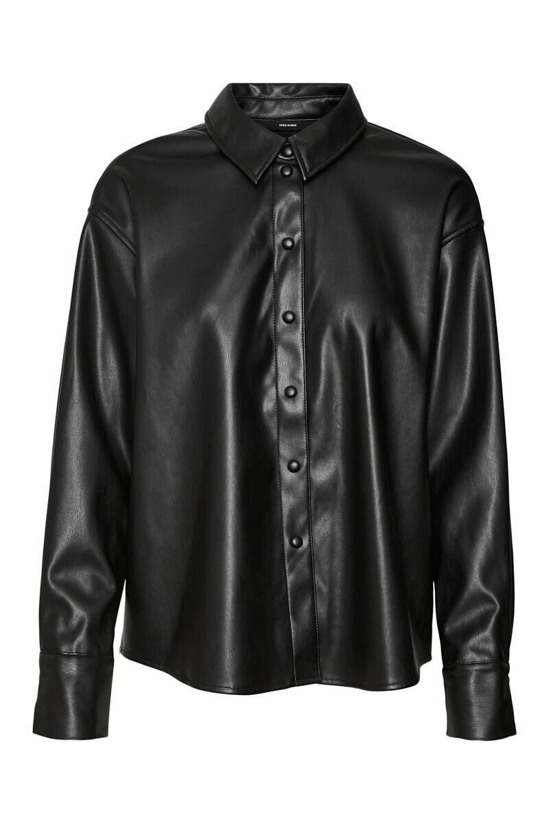 

Длинная рубашка с эффектом кожи Vero Moda, черный
