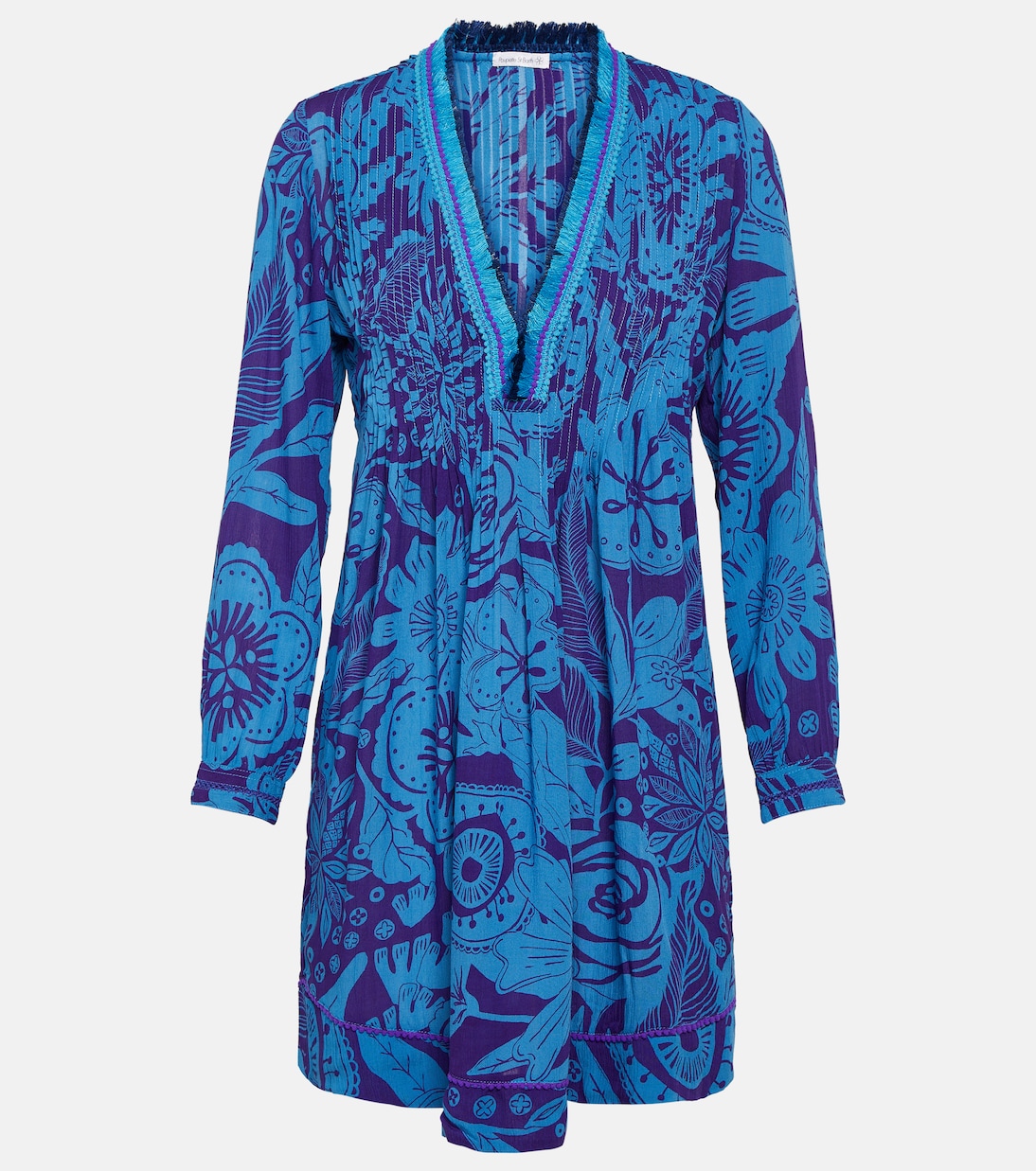 Мини-платье ola с цветочным принтом Poupette St Barth, синий цена и фото