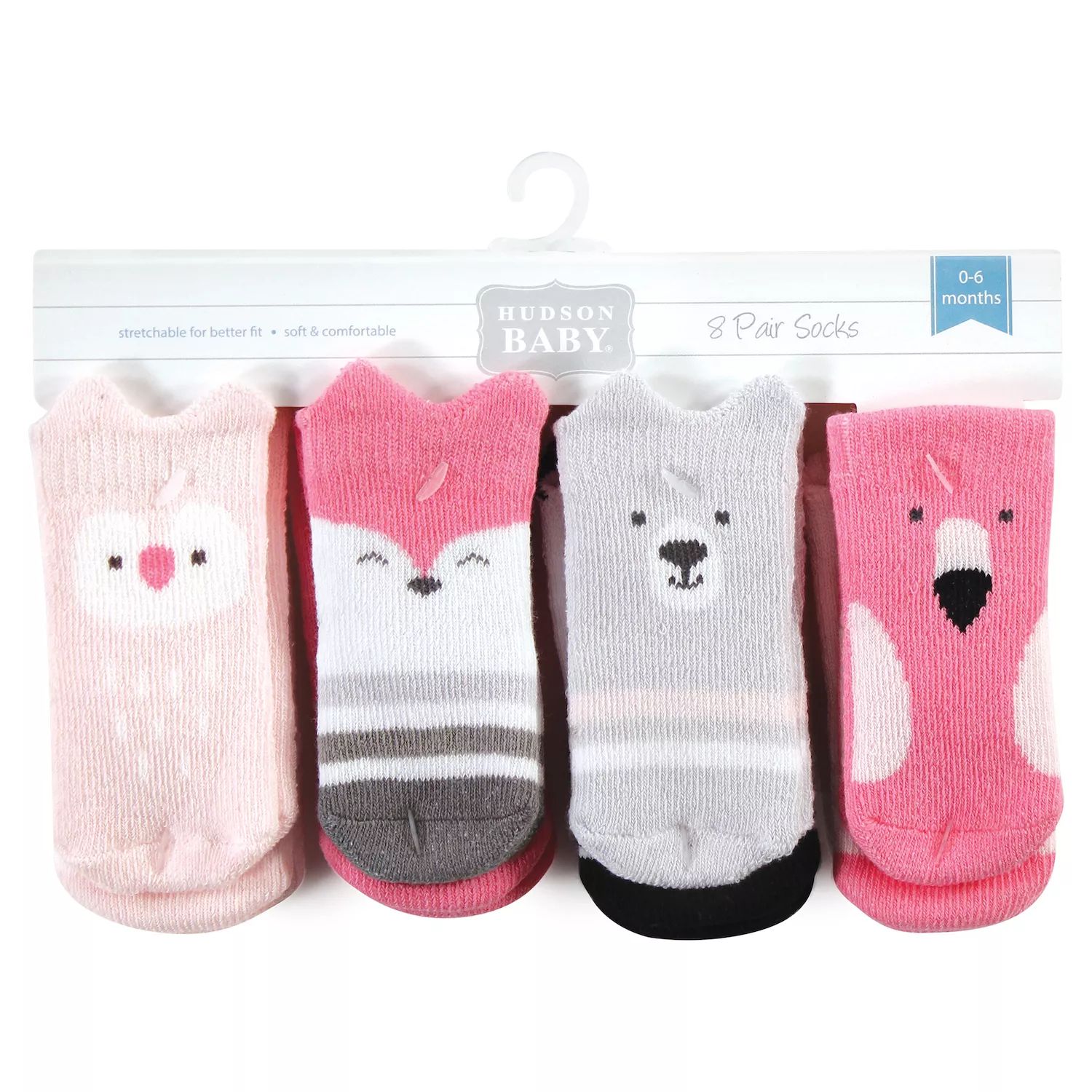 Хлопковые носки Hudson для новорожденных девочек и махровые носки, розовые животные Hudson Baby