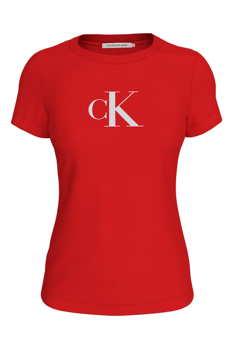 Узкая футболка с логотипом Calvin Klein Jeans, красный платье клубное calvin klein красный