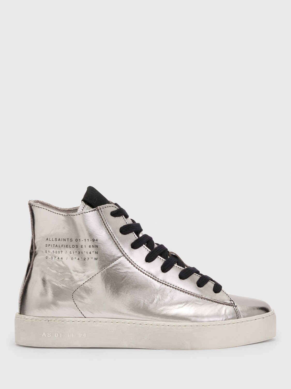 

Кожаные высокие кеды AllSaints Tana, серебристые