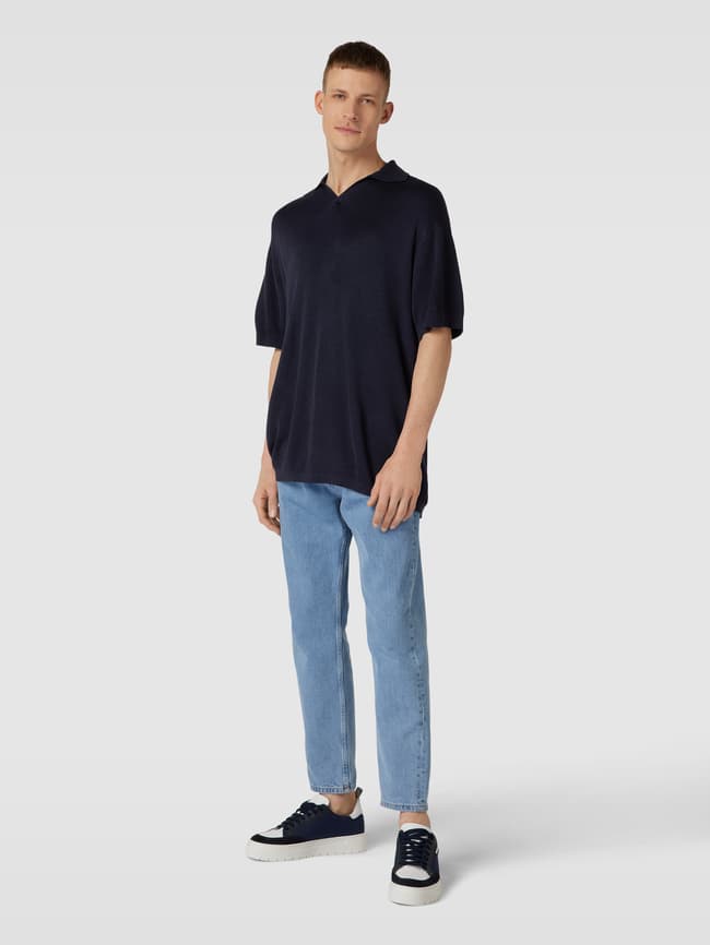 цена Рубашка-поло с ребристыми манжетами, модель «АРНО» JAKE*S STUDIO MEN, темно-синий