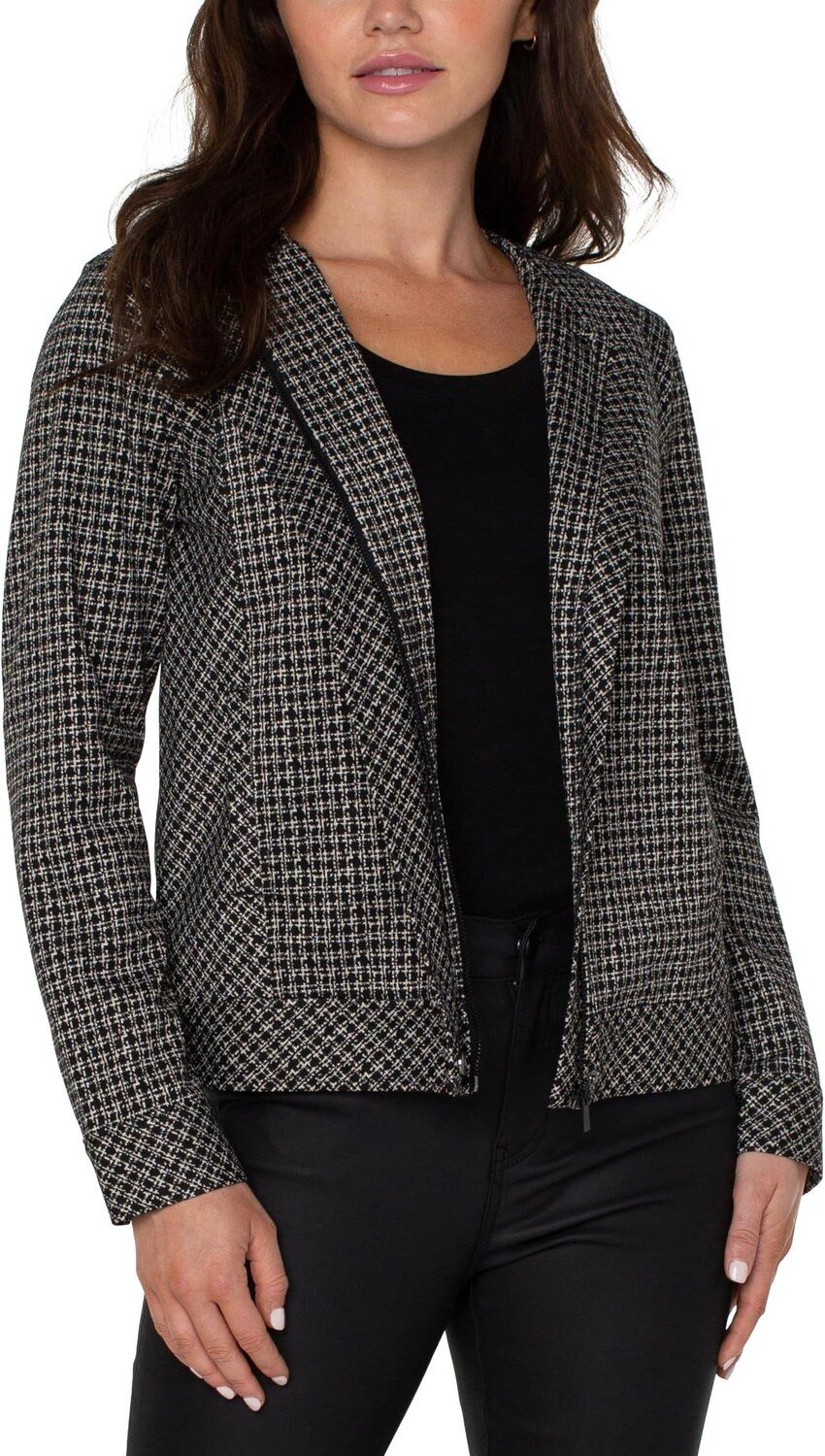 

Куртка Collarless Zip Up Knit Jacket Liverpool Los Angeles, цвет Black/Tan Lattice Plaid