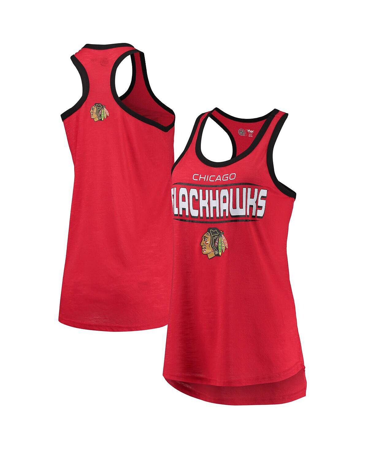 

Красная женская майка Chicago Blackhawks Showdown Slub Racerback G-III Sports by Carl Banks, красный