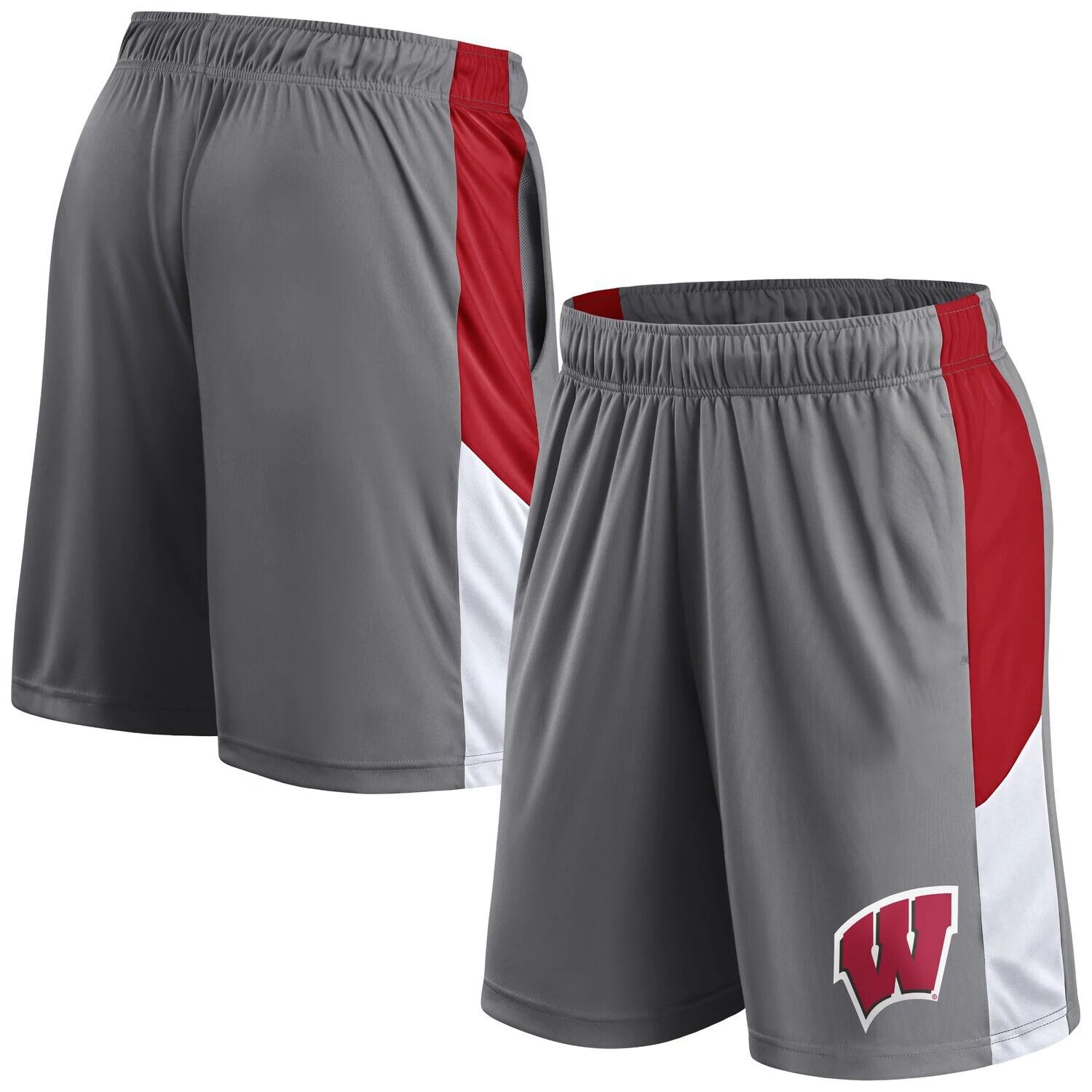 

Мужские серые фирменные шорты с логотипом Wisconsin Badgers Fanatics