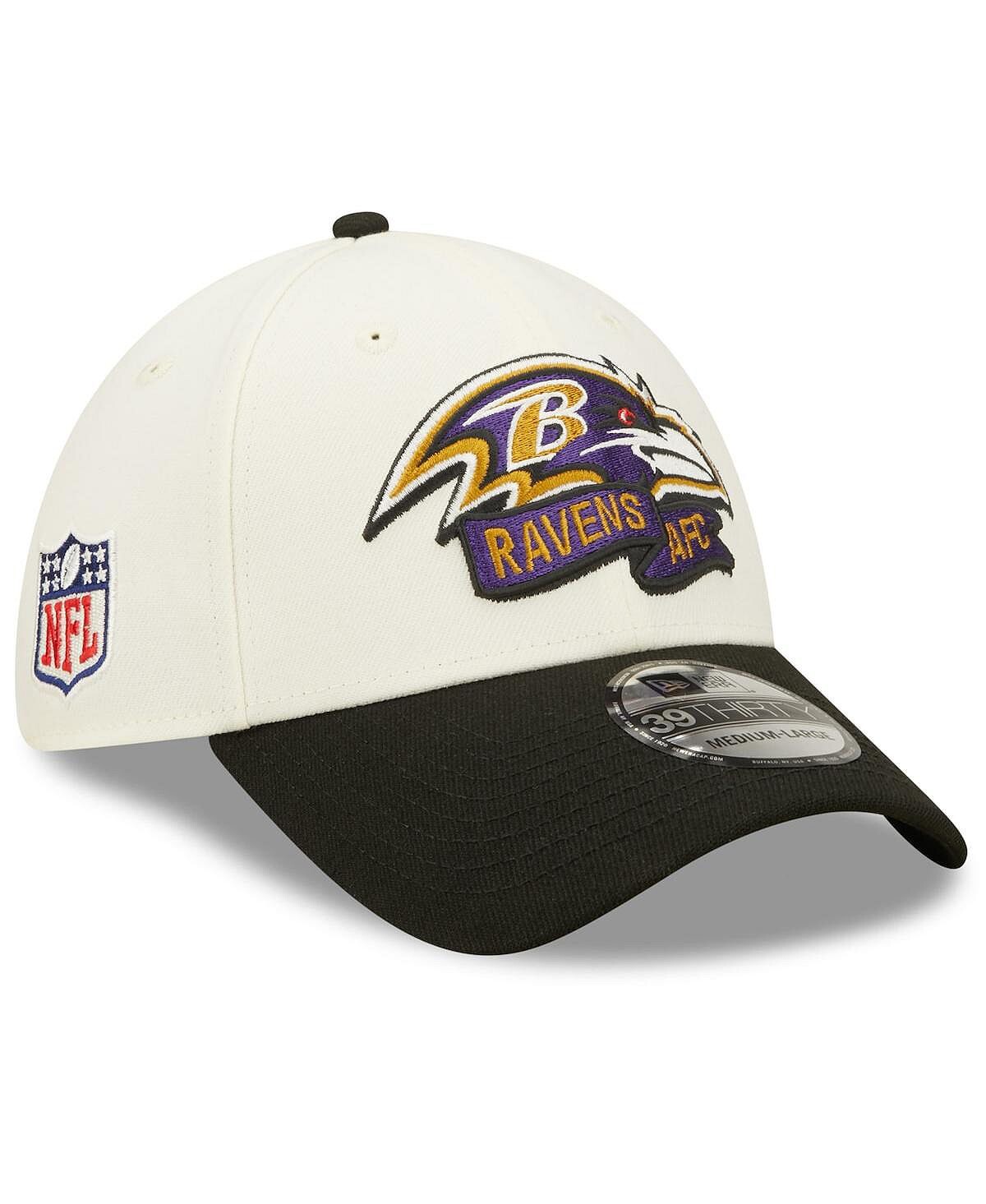 

Мужская кремовая черная кепка Baltimore Ravens 2022 Sideline 39THIRTY, двухцветная гибкая шляпа New Era