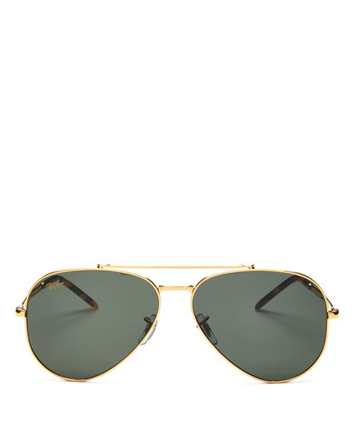 Солнцезащитные очки-авиаторы с перемычкой для бровей, 62 мм Ray-Ban, цвет Gold