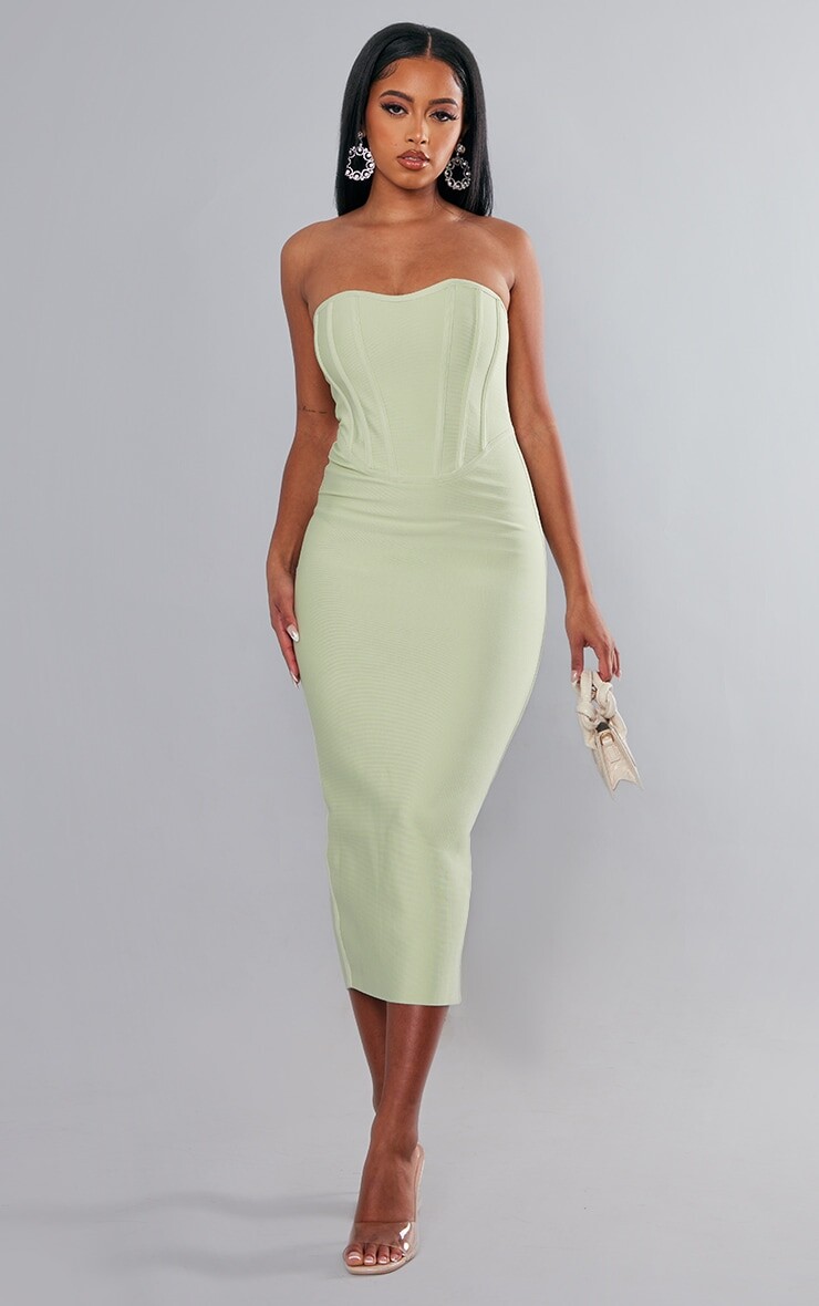 

PrettyLittleThing Бандажное платье средней длины с корсетом Sage