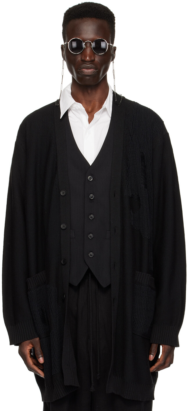 

Черный кардиган с потертостями Yohji Yamamoto