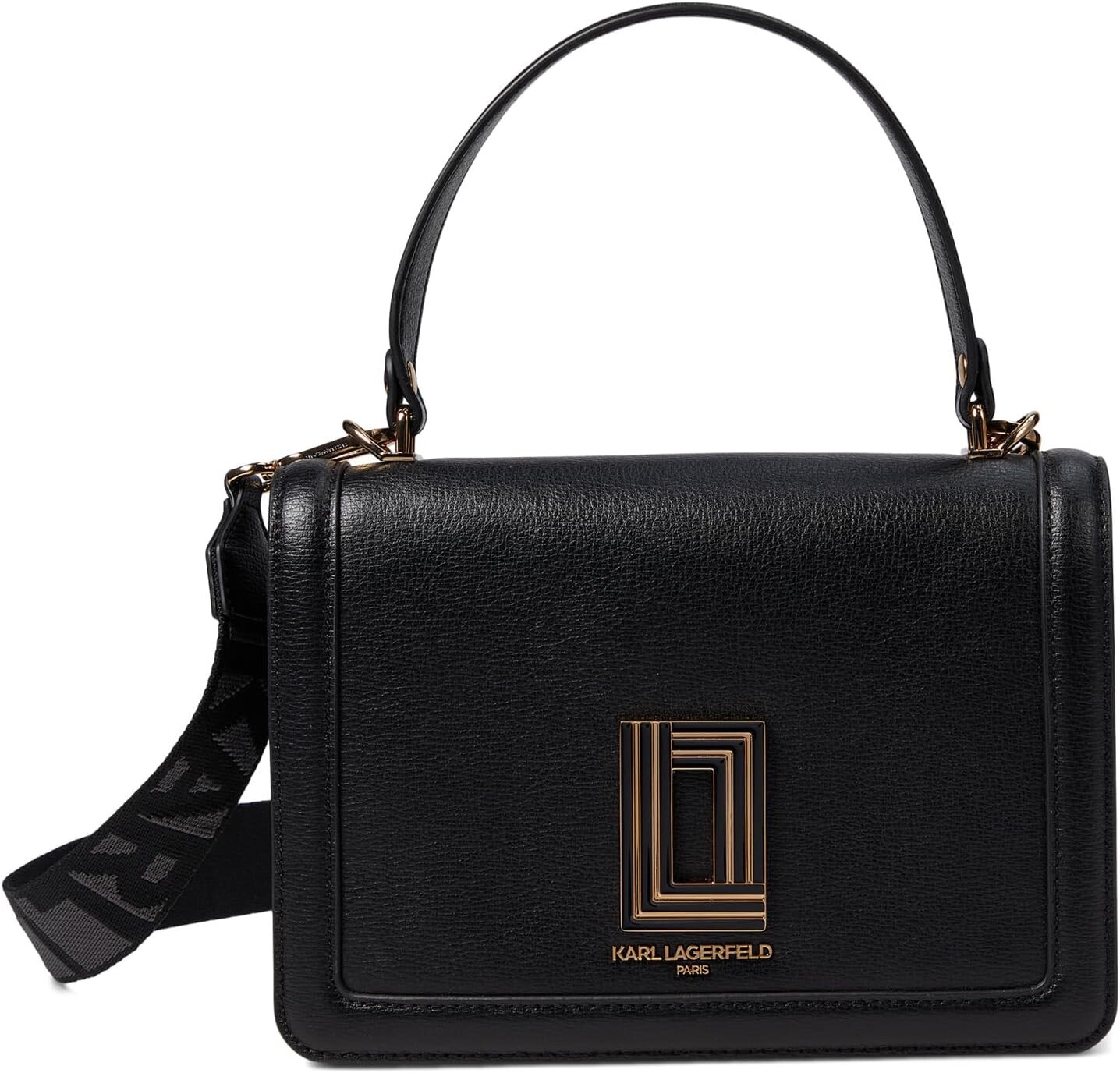 

Сумка Simone Front Flap Crossbody Karl Lagerfeld Paris, цвет Black/Antique Gold
