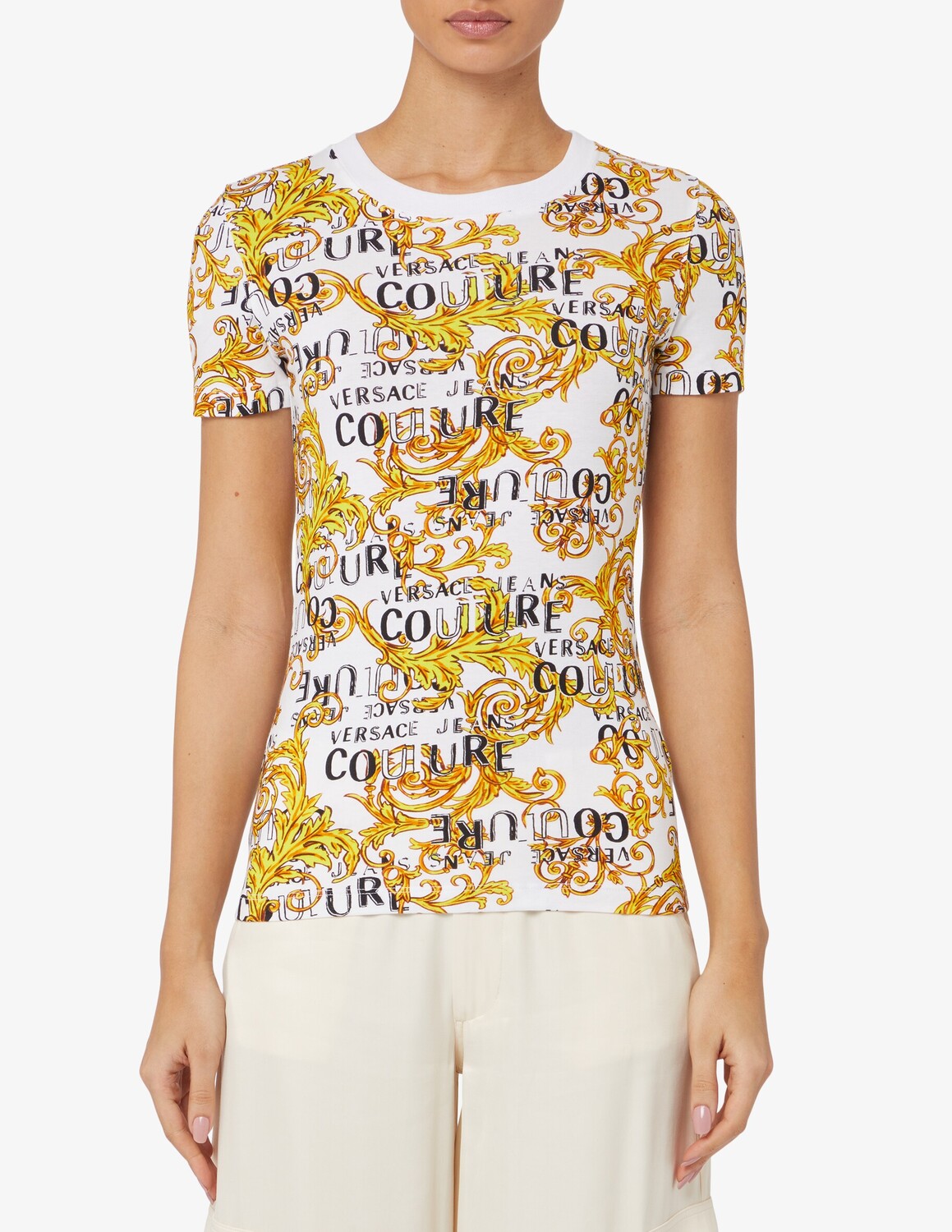 

Хлопковая футболка Versace Jeans Couture, белый