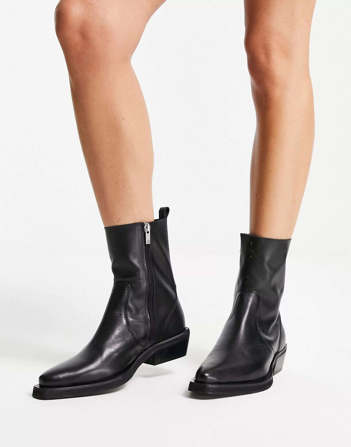 

Черные кожаные ботинки в стиле вестерн River Island, Черный