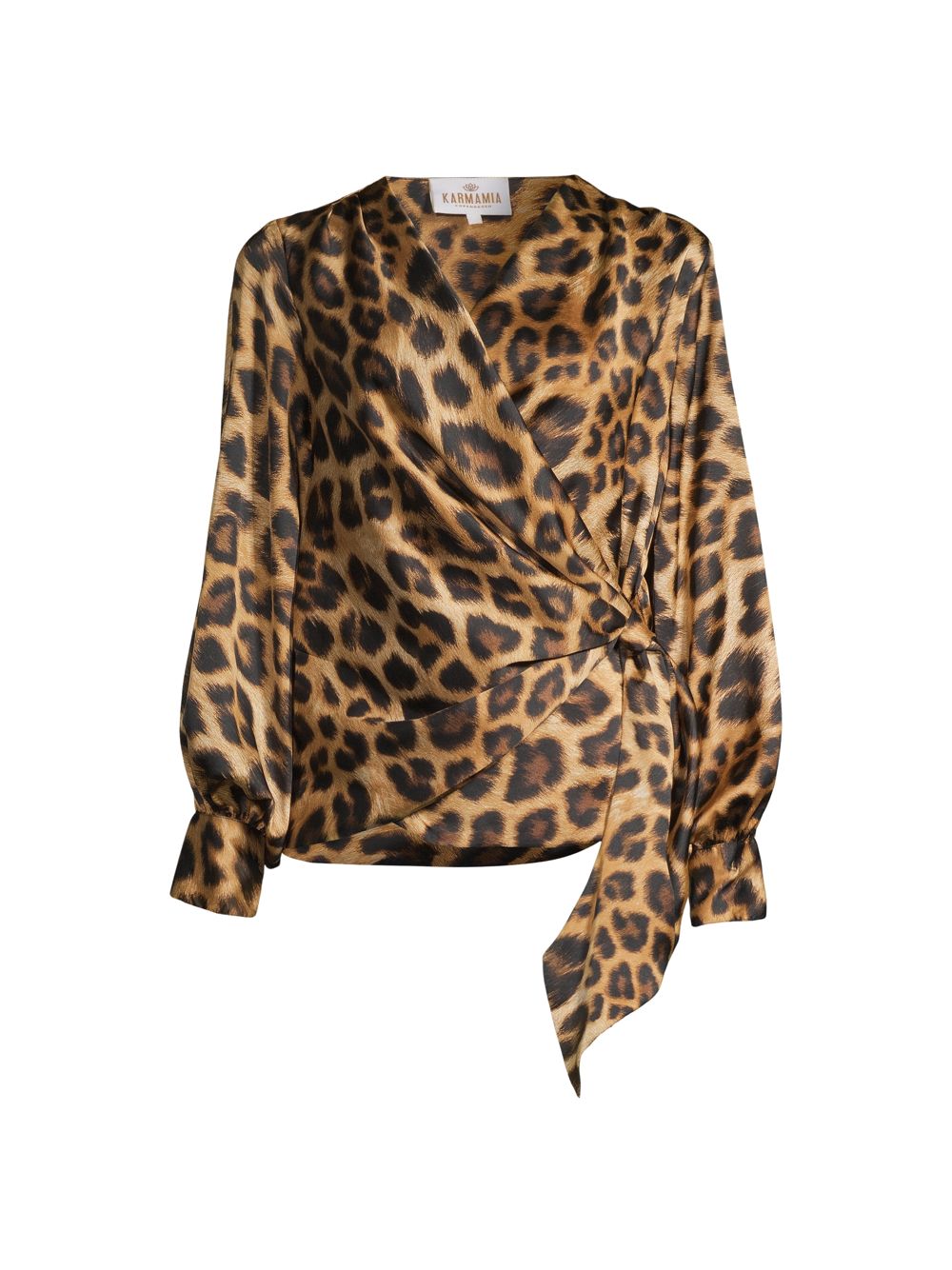 Атласная блузка Ines с леопардовым принтом и драпировкой Karmamia