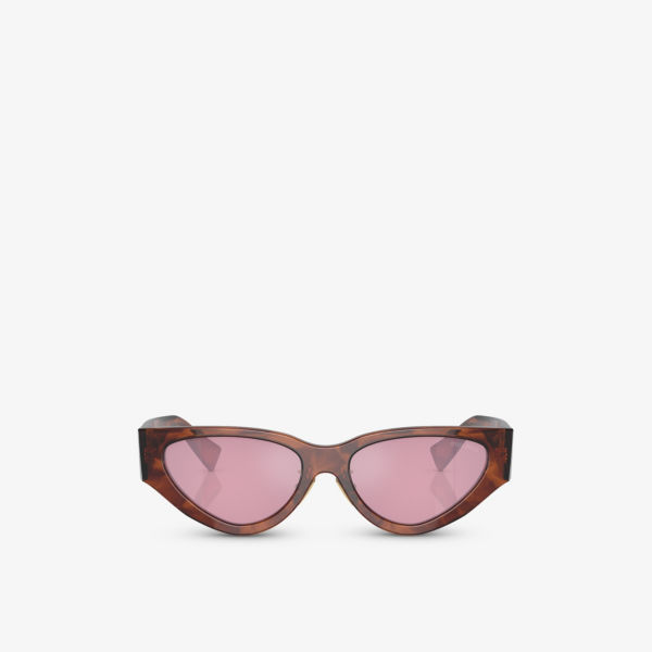Солнцезащитные очки черепаховой расцветки «кошачий глаз» mu 03zs Miu Miu, коричневый