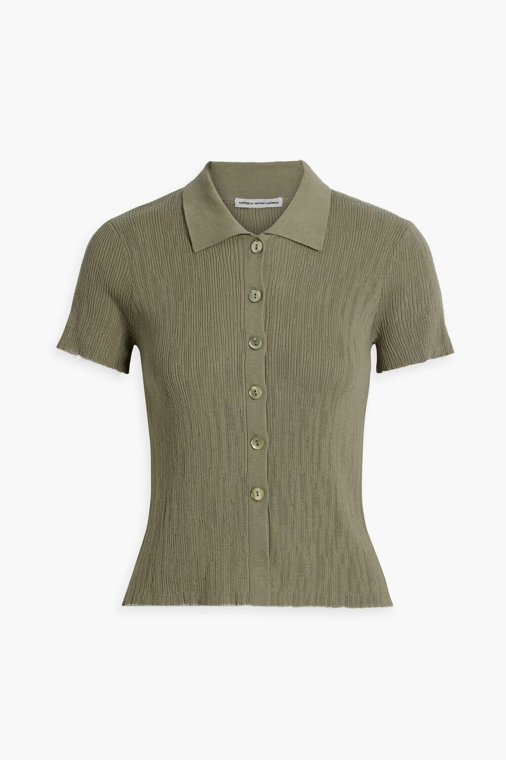 

Свитер-поло из хлопка в рубчик Cotton By Autumn Cashmere, зеленый шалфей