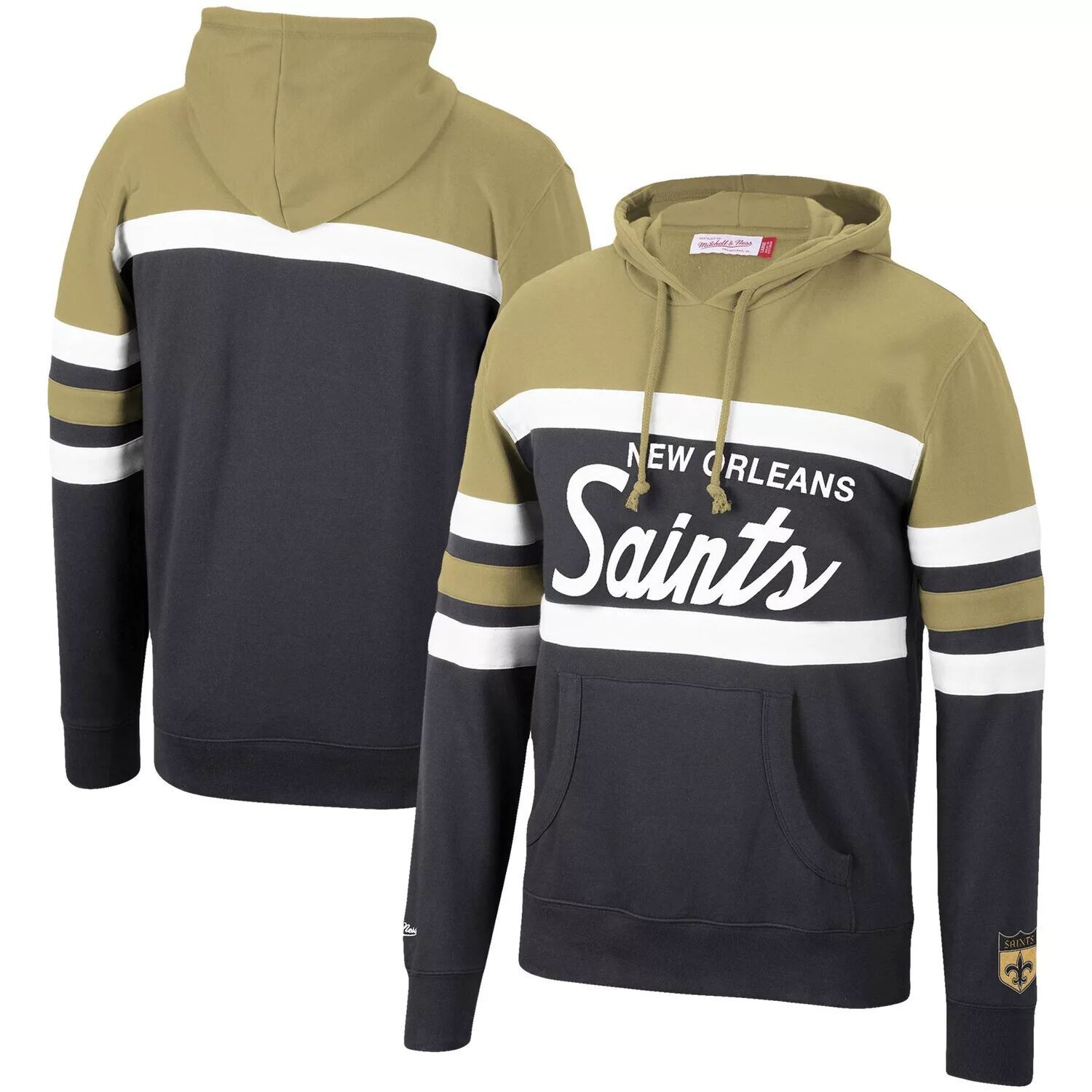 

Мужской пуловер с капюшоном Mitchell & Ness золотого/черного цвета New Orleans Saints Head Coach