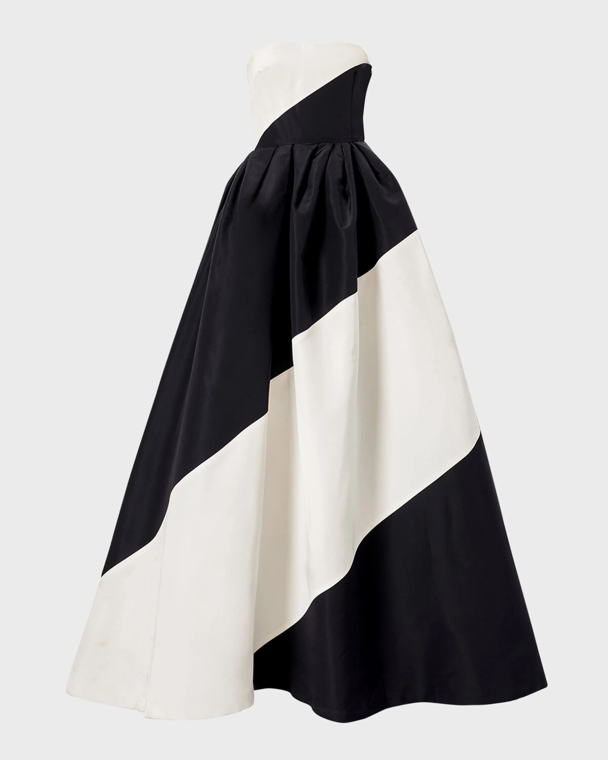

Бальное платье в полоску без бретелек с цветными блоками Carolina Herrera, черно-белый