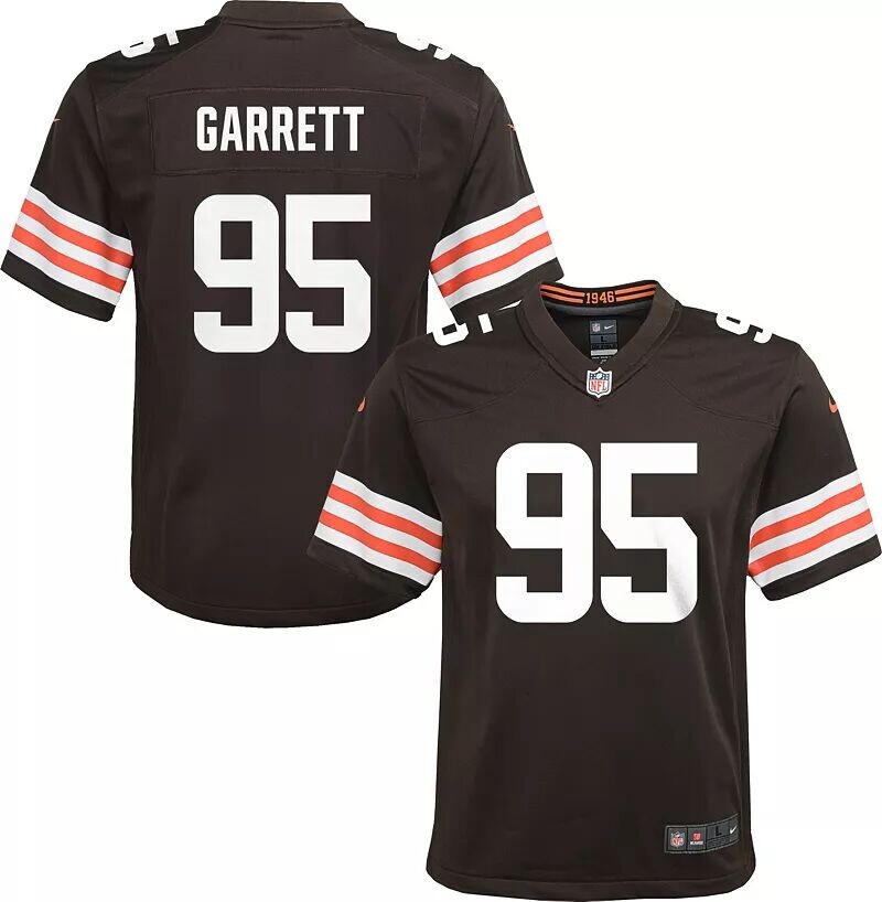 

Молодёжная майка Nike Cleveland Browns Myles Garrett #95 коричневого цвета