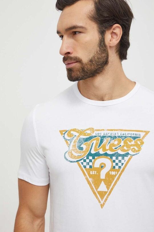 

Хлопковая футболка Guess, белый