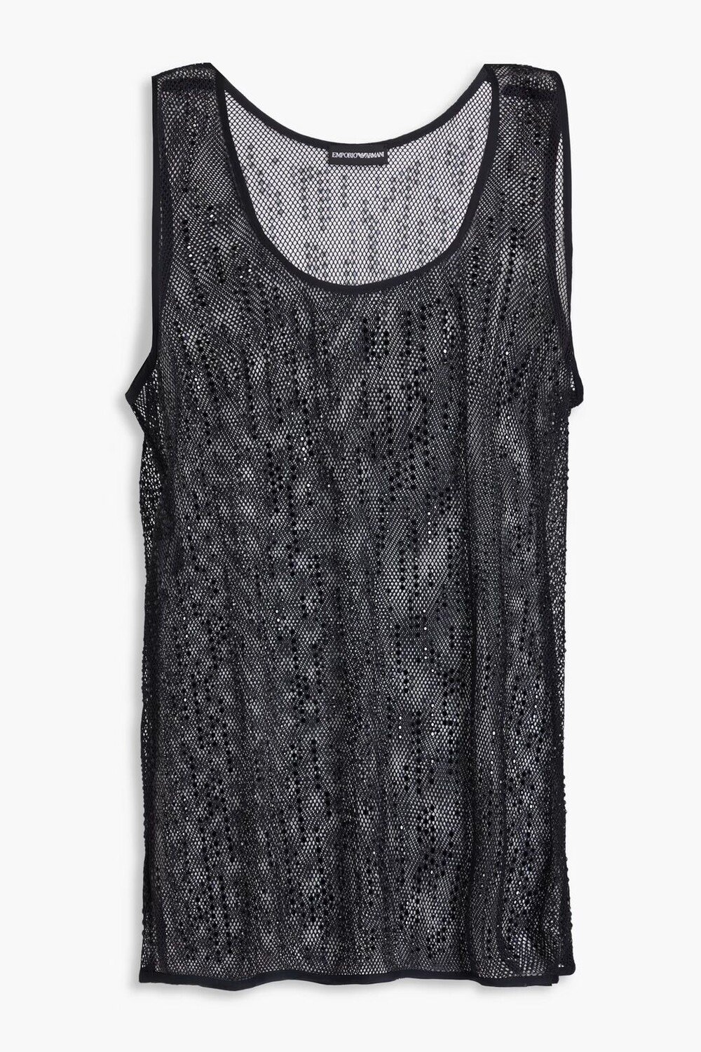 

Майка открытой вязки, украшенная кристаллами Emporio Armani, черный
