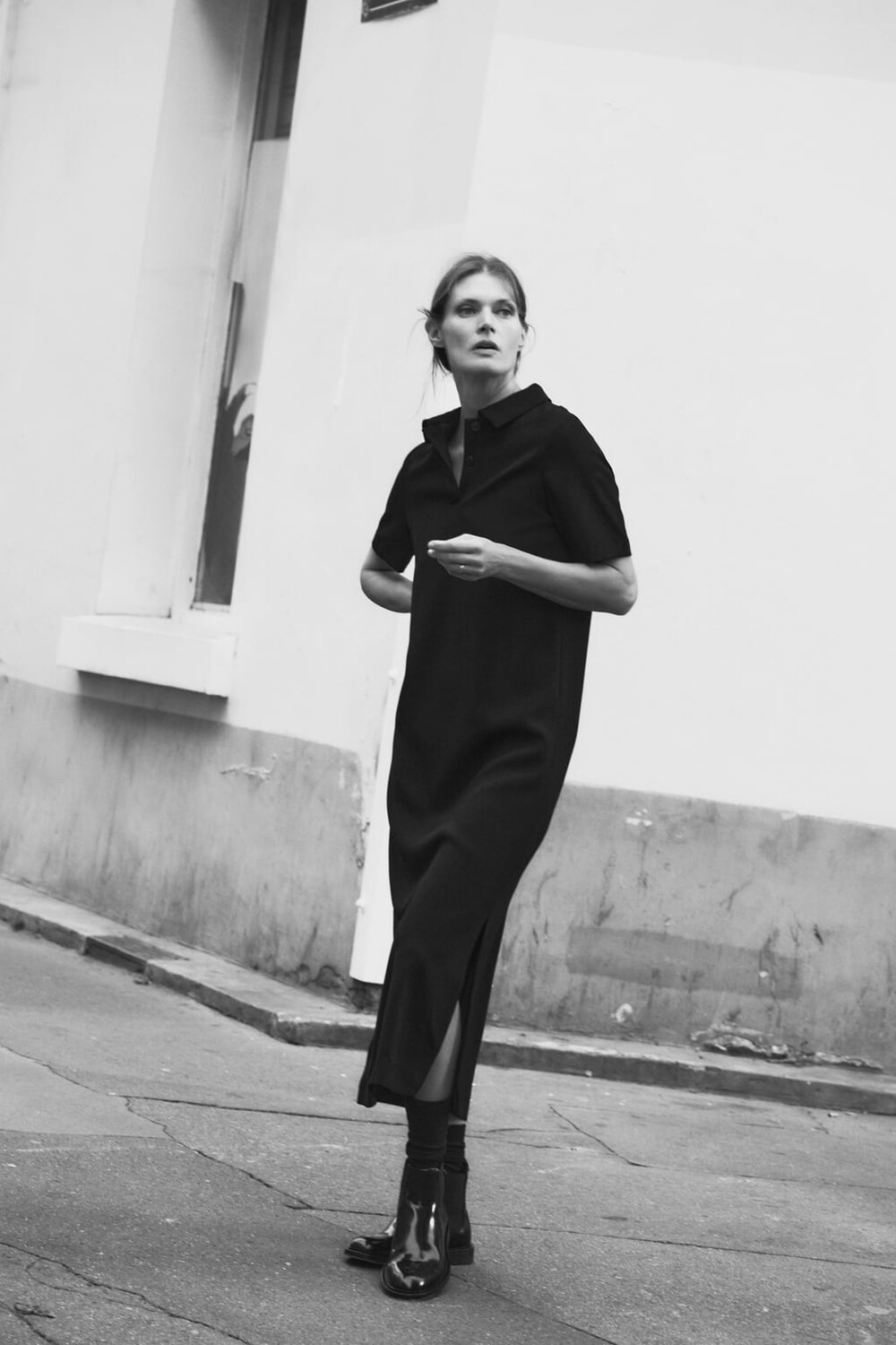 

Платье с воротником-поло Zw Collection ZARA, черный