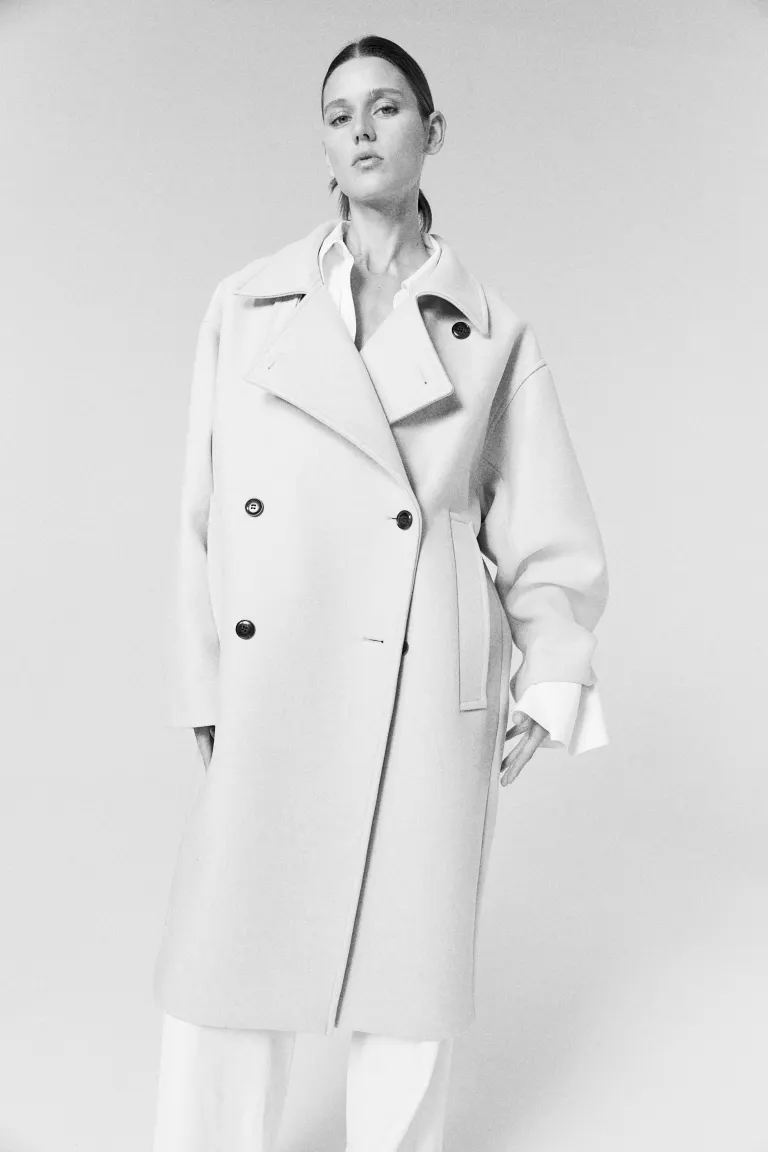 

Пальто из смесовой шерсти H&M, бежевый