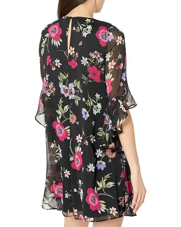 цена Платье Calvin Klein Chiffon Print Bell Sleeve Dress, цвет Berry Multi