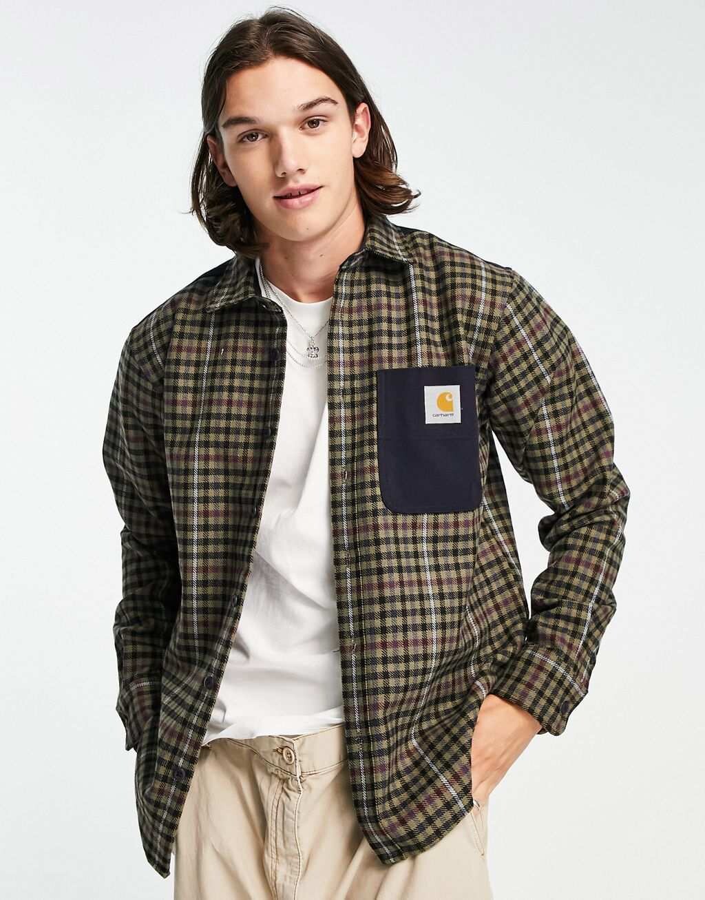 

Зеленая рубашка в клетку Carhartt WIP Asher