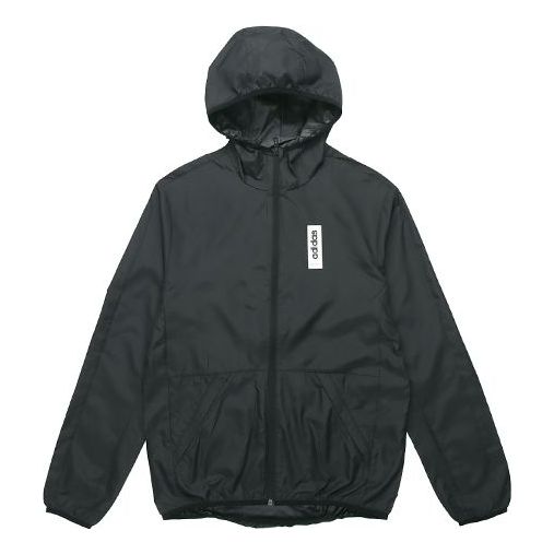 Куртка adidas Casual Sports hooded Windproof Woven Jacket Black, черный