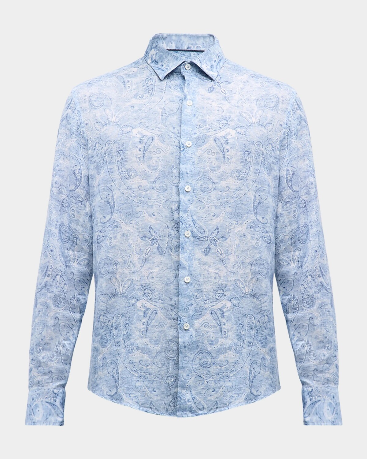 

Мужская льняная спортивная рубашка Julian Paisley Bugatchi, цвет Air Blue