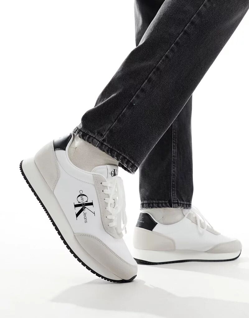 

Белые кроссовки на шнуровке Calvin Klein Retro Runner Low